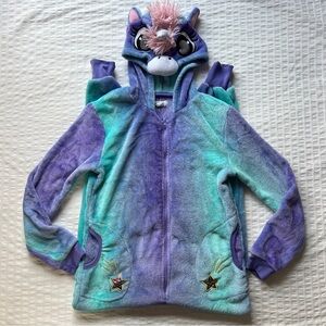 Funzietime Blue and Purple Tie Dye Unicorn Onesie Pajama Costume, Adult XS